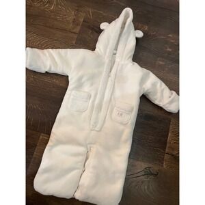 Baby Gap Fleece Bear Snowsuit Pram Padded Hooded Newborn 0-3 Months‎
